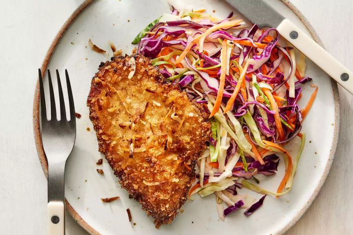 Coconut Chicken Cutlets with Mango Slaw
