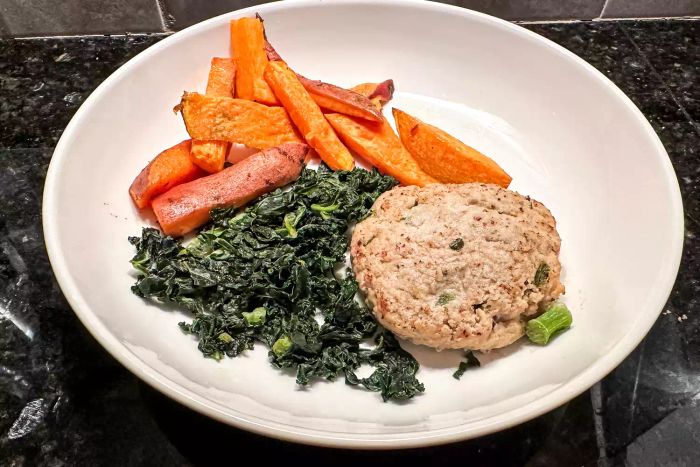A fully prepared and plated Good Kitchen meal