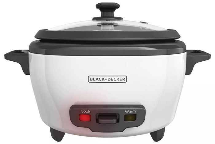 BLACK+DECKER 6-Cup Rice Cooker in White for Easy Meal Prep