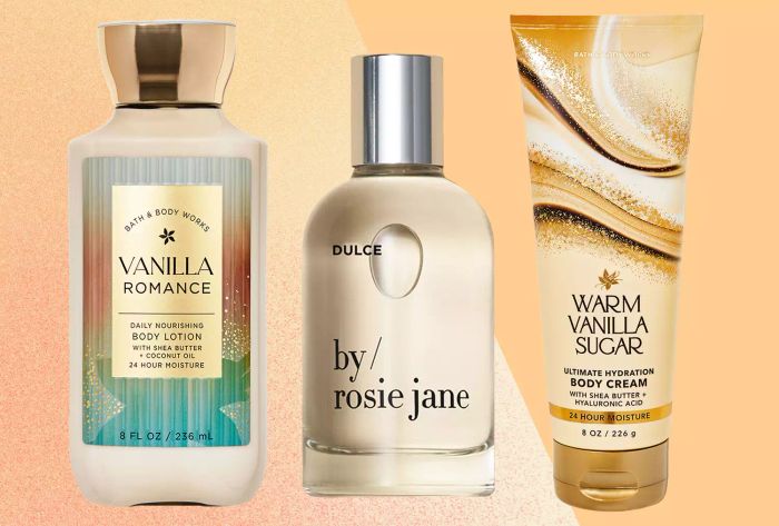 A colorful collage showcasing three top vanilla fragrance products for winter that we recommend