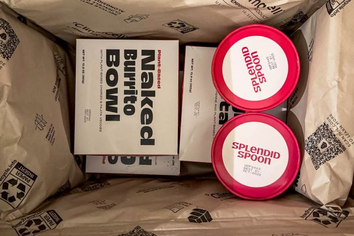 A top-down view of the Splendid Spoon Meal Kit box