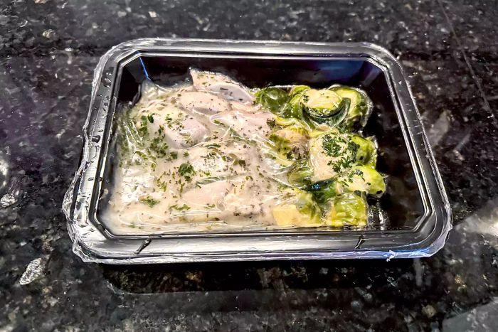 A Pete's Real Food Meal with its plastic cover taken off