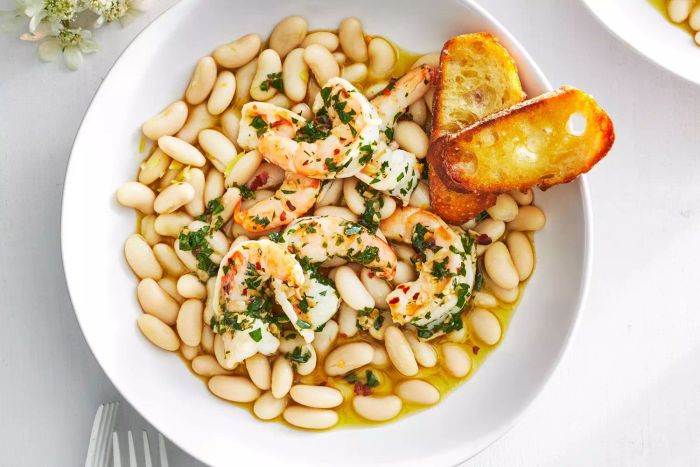 Garlic-Butter Shrimp with White Beans
