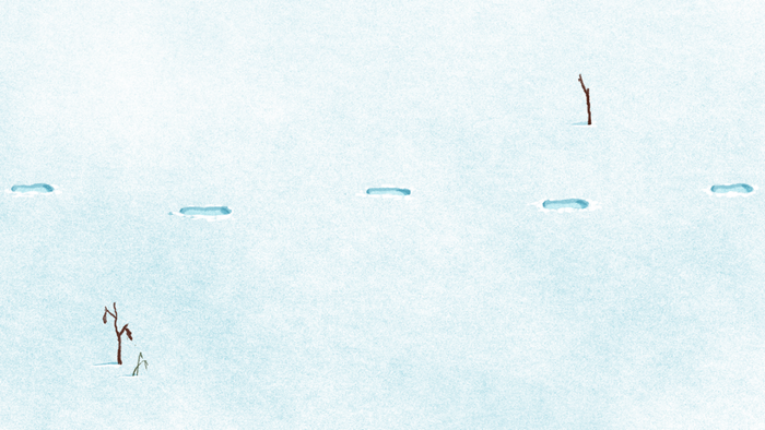 depiction of snowy footprints