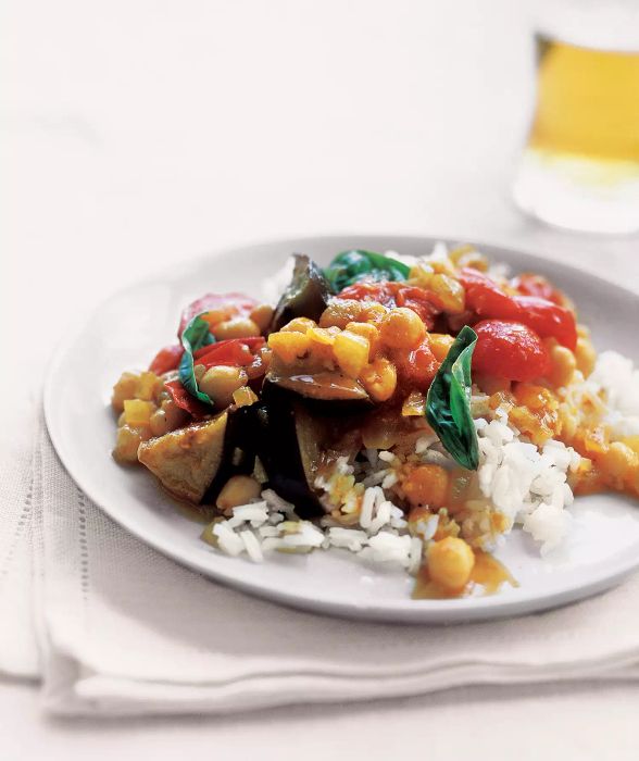 Curried Eggplant With Tomatoes and Basil