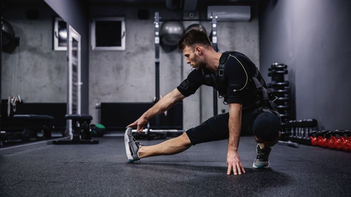 A person performing a stretching exercise
