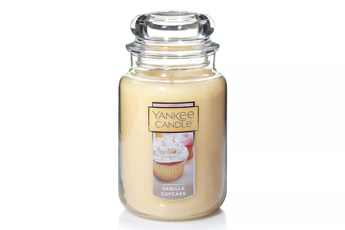 Amazon offers the Yankee Candle Vanilla Cupcake Scented, Classic 22oz Large Jar with a Single Wick Candle.