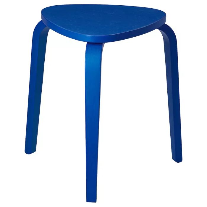 a striking blue stool