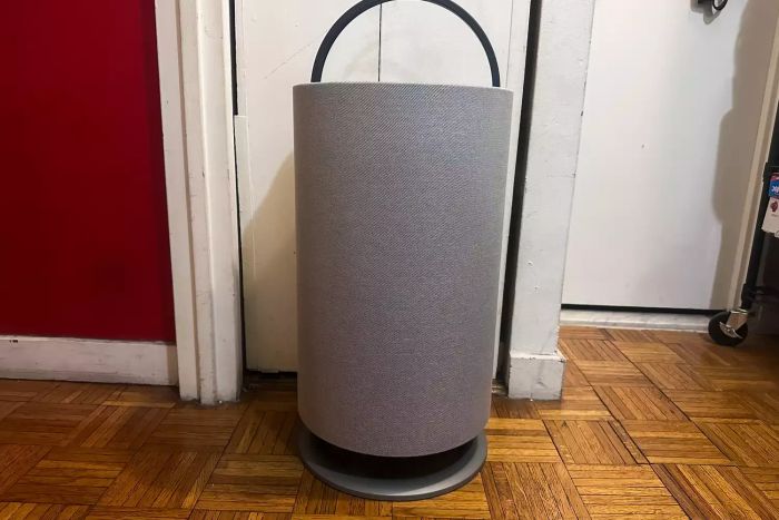 The Orsani Mod+ Hepa Air Filter placed on a wooden floor