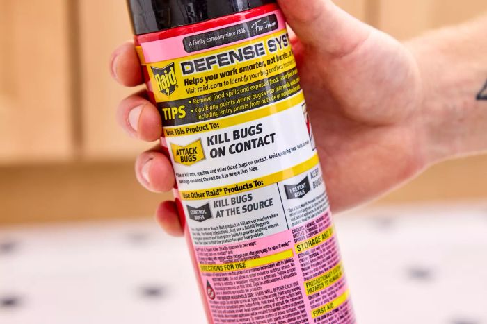 The reverse label on the can of Raid Ant & Roach Killer