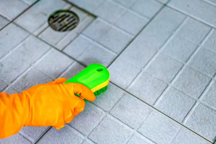 Clean and brighten grout with hydrogen peroxide