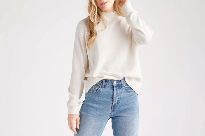 Organic Cotton Mock Neck Sweater – A cozy sweater made from 100% organic cotton, featuring a modern mock neck for added warmth.