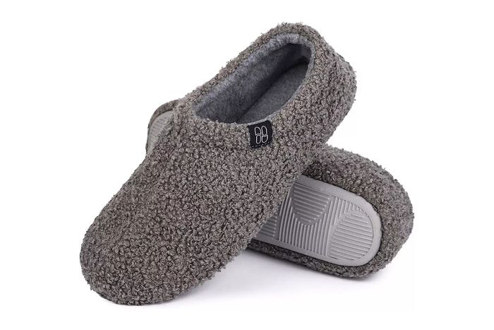 HomeTop Women's Fuzzy Curly Fur Memory Foam Loafer Slippers on Amazon