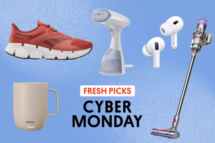 A collection of five highly recommended Target Cyber Monday deals showcased against a blue backdrop.
