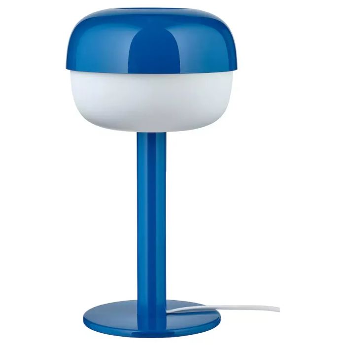 a vintage-style blue table lamp