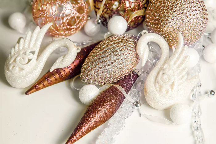 Decorative Christmas ornaments shaped like little swimmers