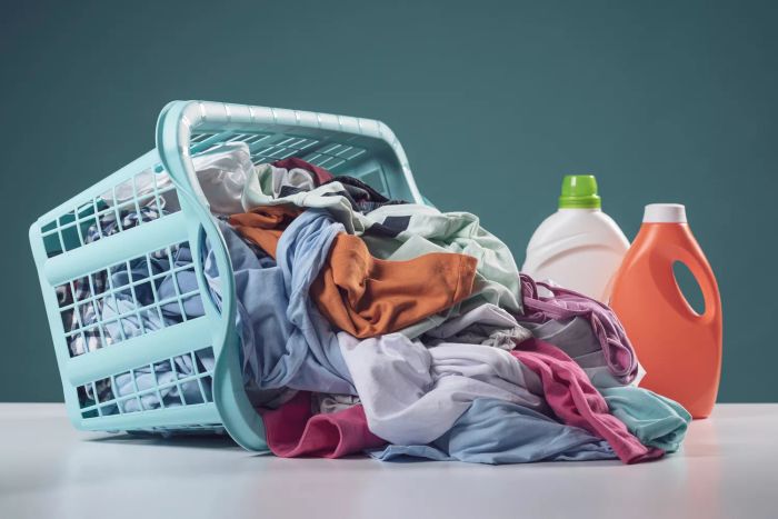 detergent and laundry hamper