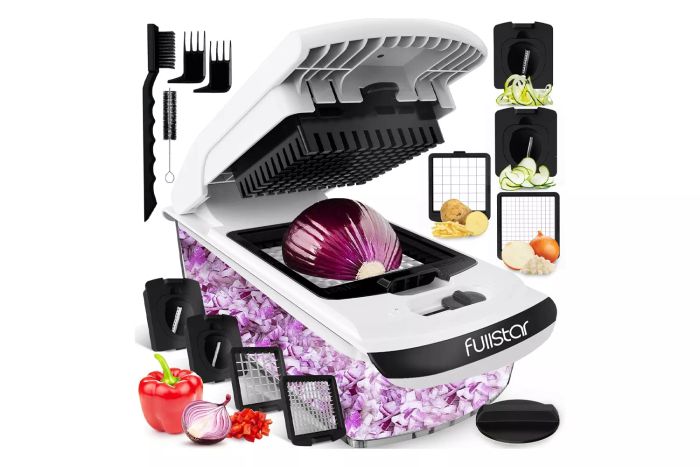 Fullstar Vegetable Chopper - Multi-functional Food Chopper - Onion Chopper - Vegetable Slicer & Spiralizer - 4-in-1 Tool with Container - Essential Kitchen Gadget (White)