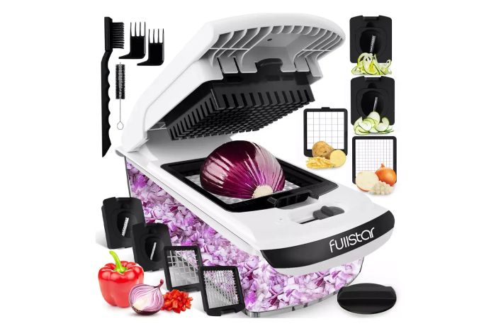 Fullstar Vegetable Chopper - Food Chopper - Onion Chopper - Vegetable Slicer & Spiralizer - Veggie Chopper with Container - Kitchen Gadgets - Home Essentials - Kitchen Accessories (4 in 1, White)