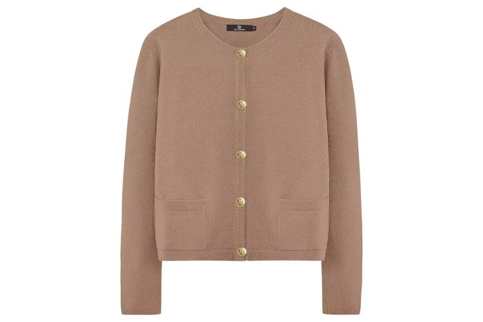 LILLUSORY Crew Neck Gold Buttons Cardigan Sweater
