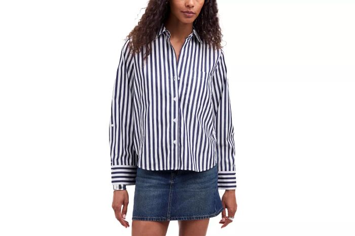 Easy Y-Neck Button-Up Shirt