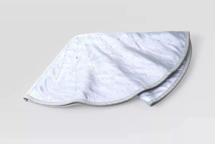 Velvet Christmas Tree Skirt with Embroidered Sequin Starburst in Blue - Wondershop™