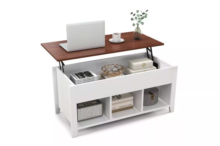 Costway Lift Top Coffee Table featuring Hidden Compartment and Storage Shelves for Modern Living