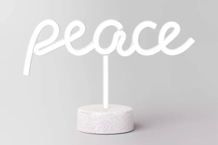 Target Illuminated Neon-Style LED 'Peace' Table Sign with Glittery Base - Wondershop™