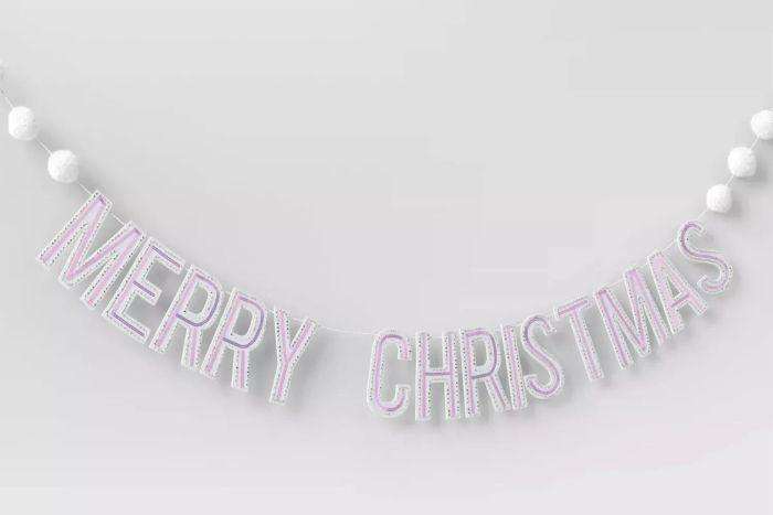 Target 6' Sequined 'Merry Christmas' Wall Garland White - Wondershop™ Decor