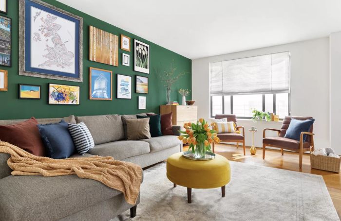 sweet basil green accent wall for your living room