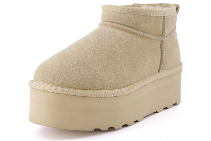 CUSHIONAIRE Hippy Women’s Platform Ankle Boots – Crafted from genuine suede, lined with faux fur, designed for cozy winter wear, and featuring a slip-on style with comfortable wide width options.