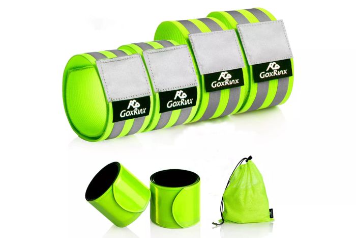 GoxRunx 6 Reflective Bands for Arm/Wrist/Leg, High-Visibility Reflective Running Gear, Safety Reflective Straps for Running, Cycling, Walking, for Men and Women