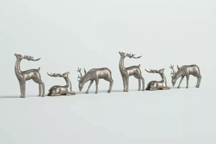 Reindeer Christmas Figurine Holiday Decor Set (Set of 6)