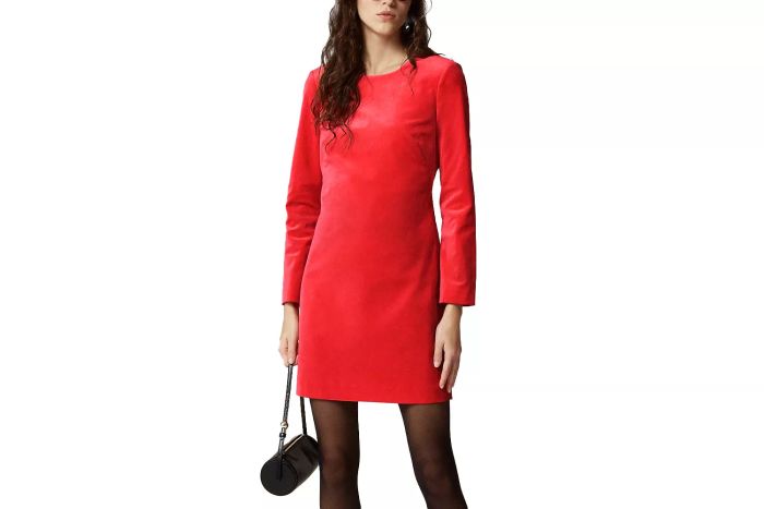 J.Crew Long-Sleeve Shift Dress in Stretch Velvet