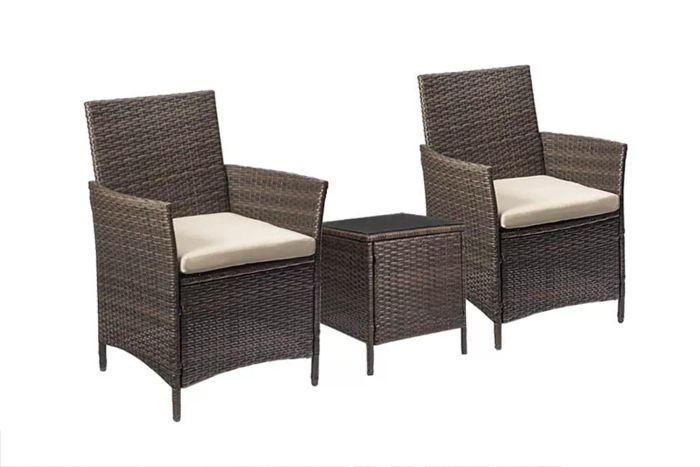 Lacoo 3-Piece PE Rattan Wicker Outdoor Patio Furniture Set with Table and Chairs, Bar Style