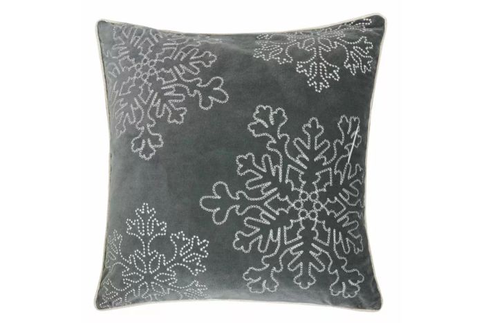 Holiday Embroidered Velvet Throw Pillow