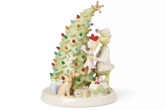 Merry Grinchmas Trimming the Tree Light-Up Figurine