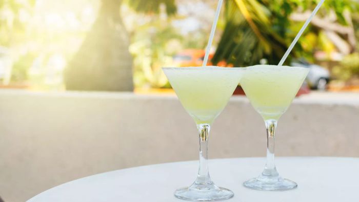 Two Coconut Water Margaritas Served with Straws