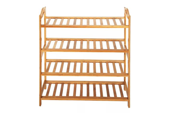Zimtown Natural Bamboo 4-Tier Shoe Rack and Storage Organizer