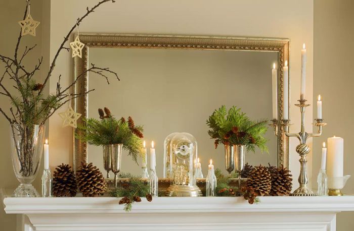 Earthy Greenery Mantel