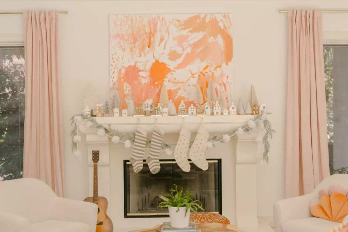 Peach-Toned Mantel Styling