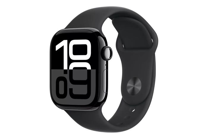 Apple Watch Series 10 in Jet Black Aluminium Case with Black Sport Band