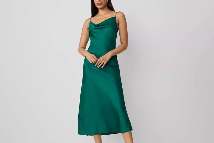 Ann Taylor Satin Cowl-Neck Slip Dress