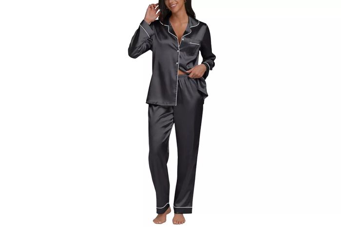 LILLUSORY Silk Satin Pajama Set for Women, 2-Piece Lounge Set, Long Sleeve Matching Loungewear