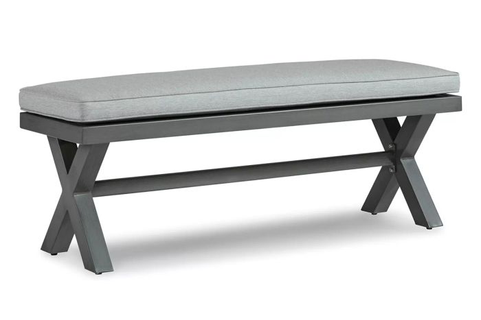 Signature Design by Ashley Elite Park Casual Outdoor Aluminum Bench with Cushion