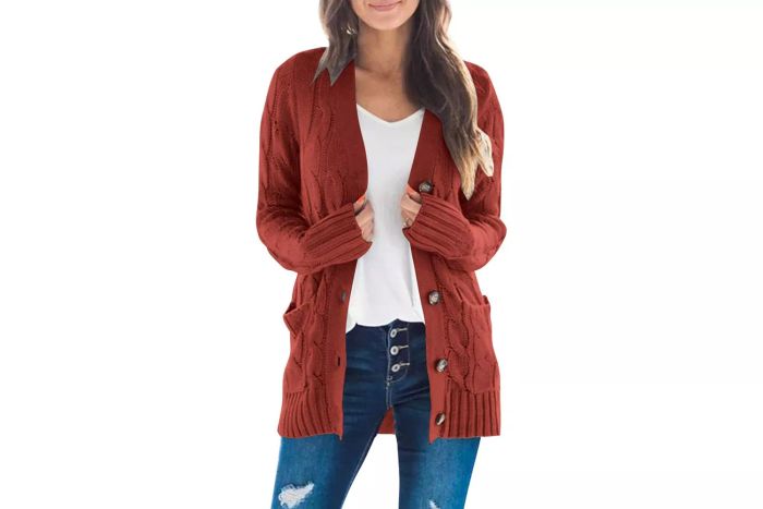 Amazon MEROKEETY Women's 2024 Fall Long Sleeve Cable Knit Sweater Open Front Cardigan Button Loose Outerwear