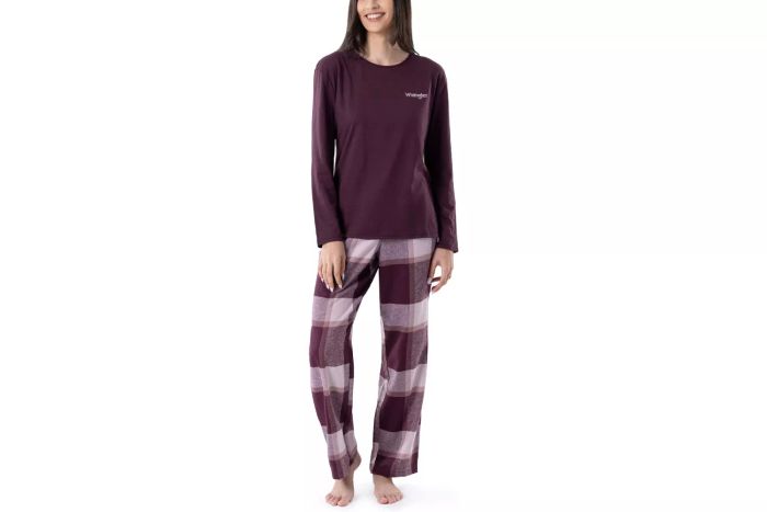 Wrangler Women’s Jersey Top and Flannel Pant Sleep Pajama Set