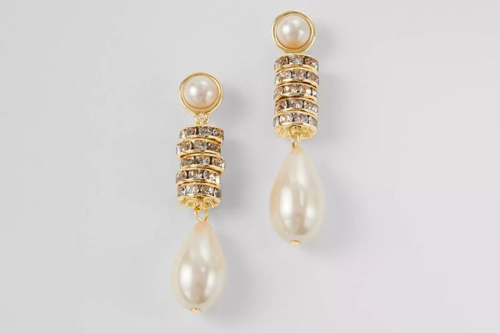 Ann Taylor Crystal Disc Pearlized Drop Earrings