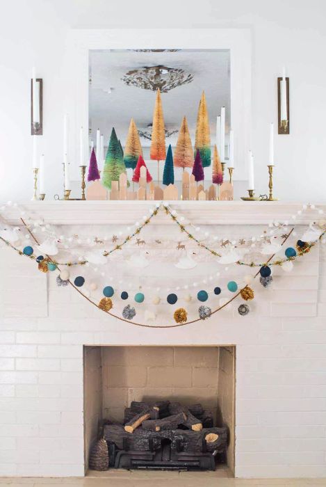 Tree-Themed Holiday Mantel Decor