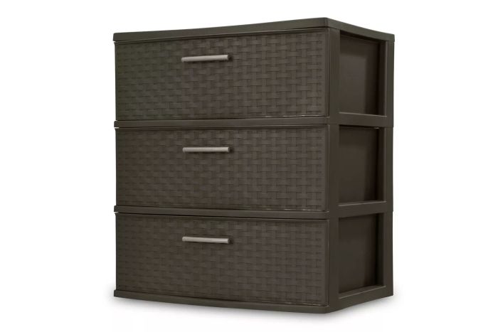 Sterilite 3 Drawer Wide Weave Tower Plastic
